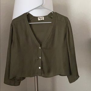Show Me Your Mumu Olive Cropped Blouse